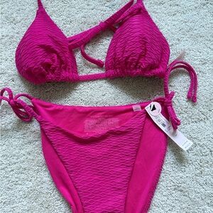 NWT Victoria's Secret Fish Net Triangle Top, Size M, Cheeky Bottom, Size S/P